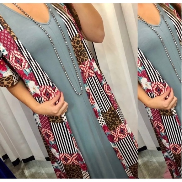 Crazy Train Women Sz M Patchwork Duster Jacket Long Cardigan Leopard Print Pink - Picture 9 of 10